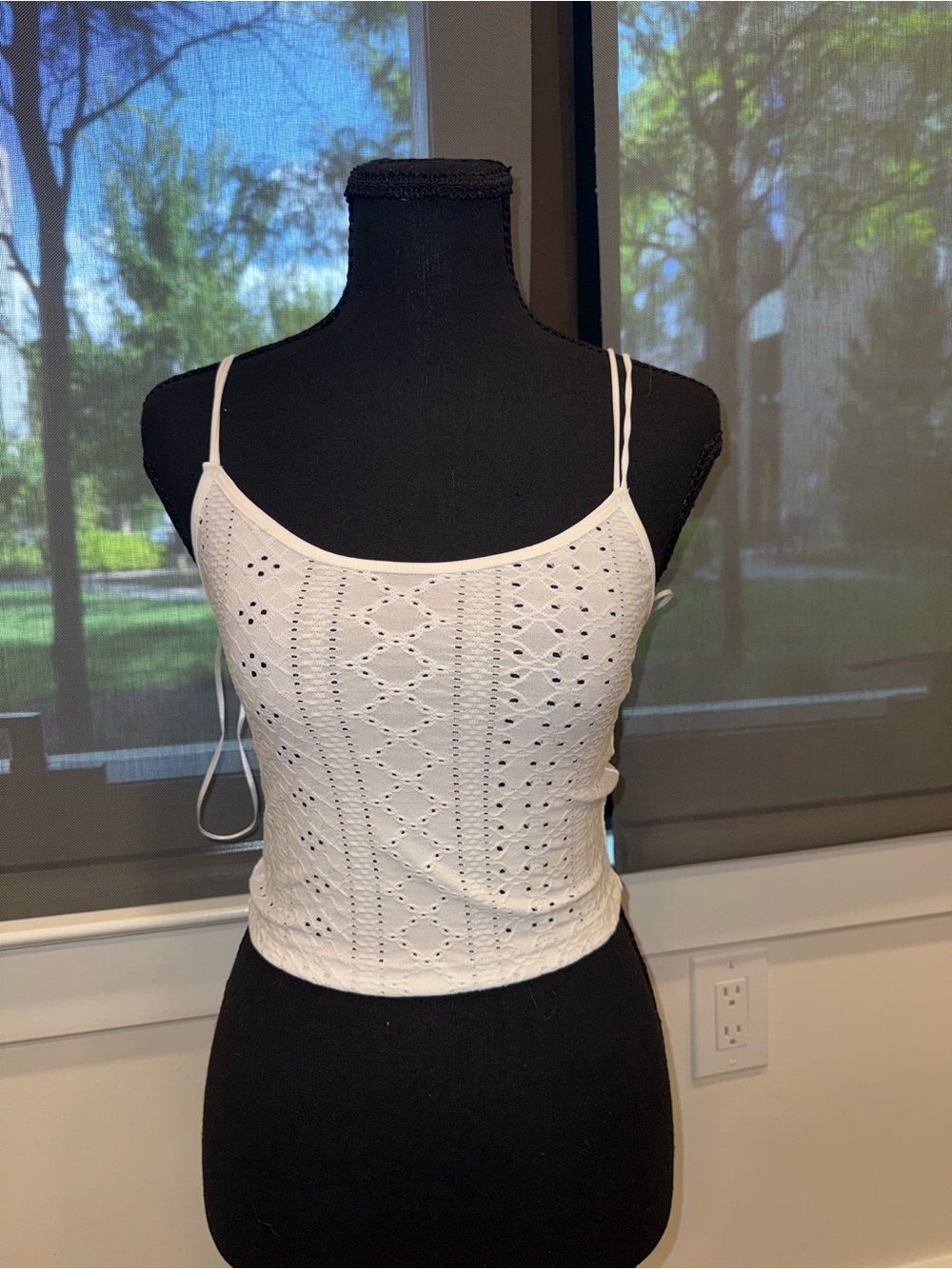 Fashion Nova White Eyelet Knit Cami